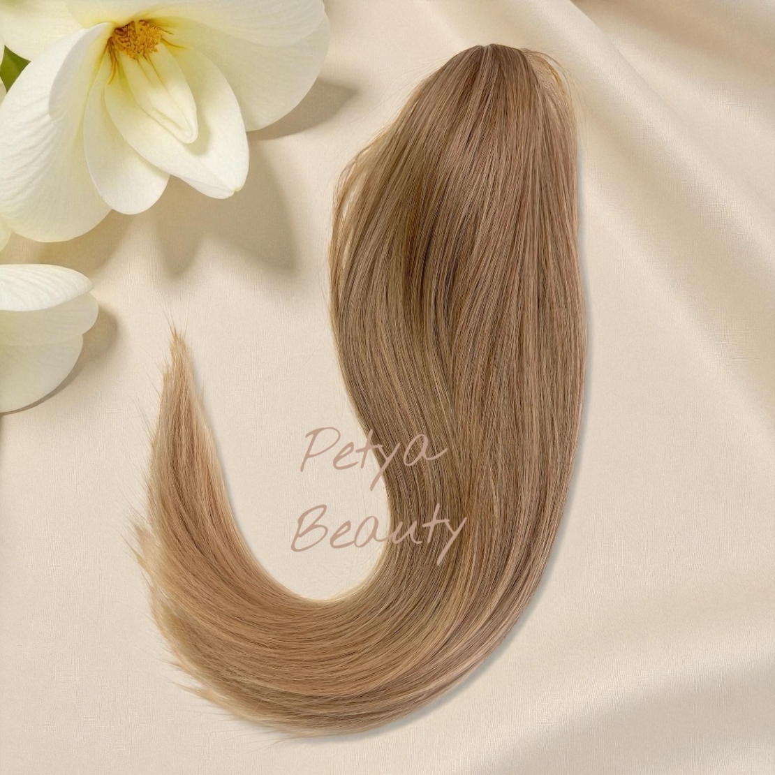 PREMIUM - Луксозна опашка - Тъмно пясъчно русо с мрежа и ластик