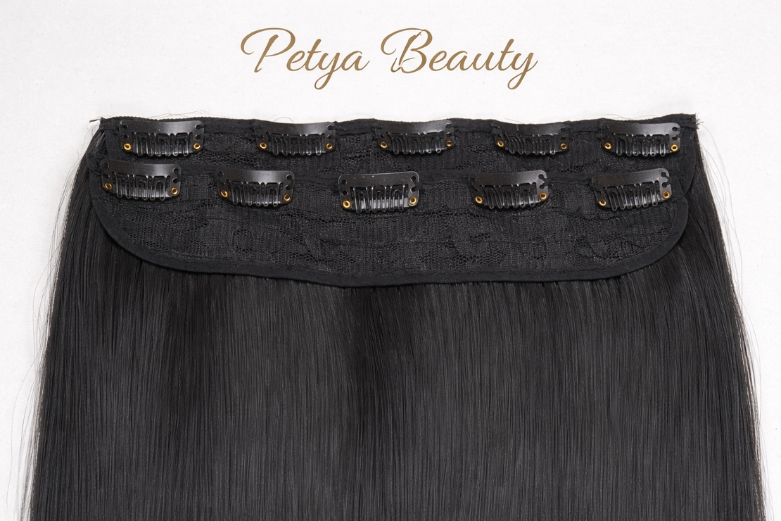 Комплект екстеншън от 2 части - ЧЕРЕН - МЕГА ОБЕМ