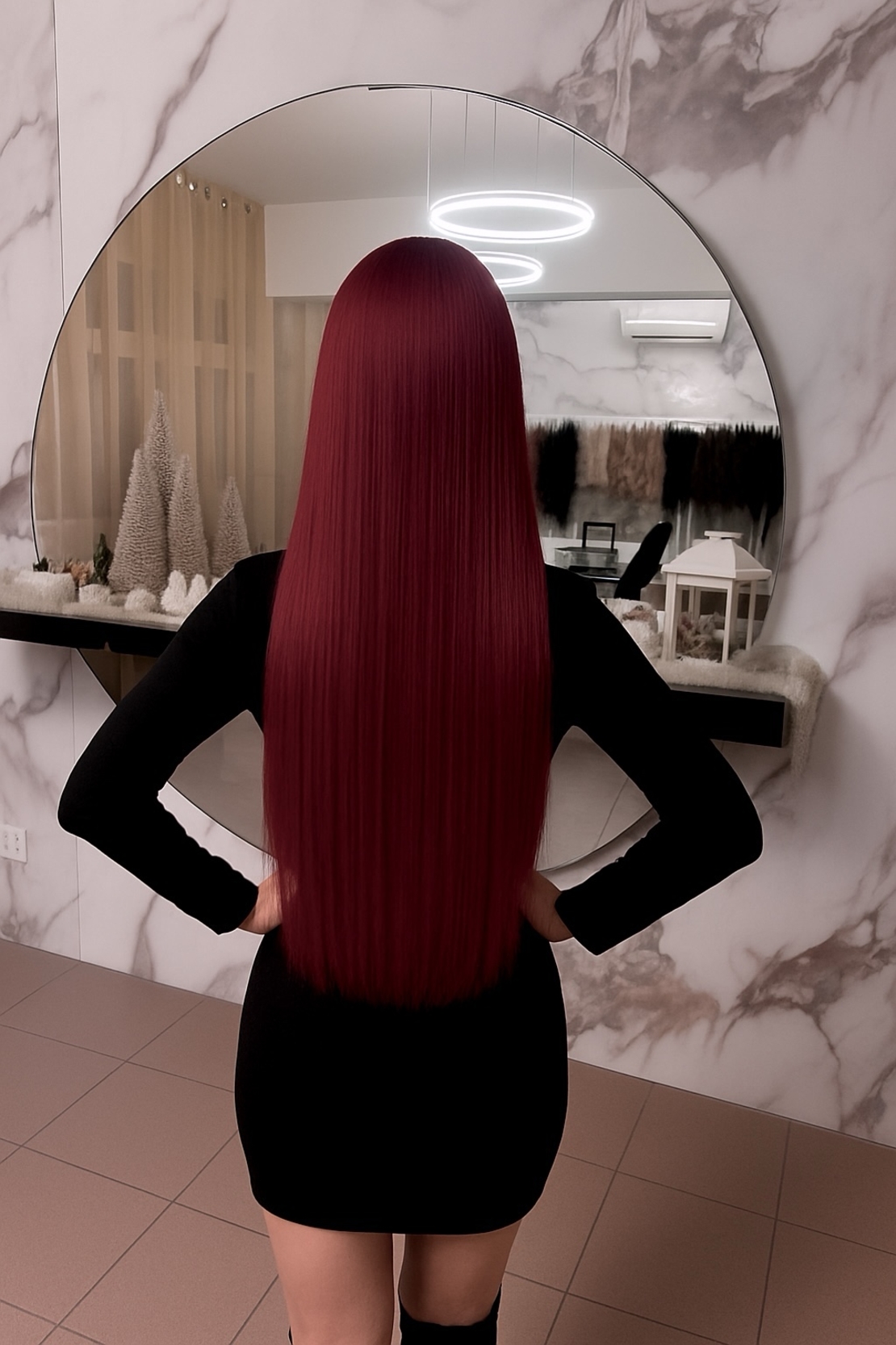 Екстеншън на цял ред - БУРГУНДИ - 75см.