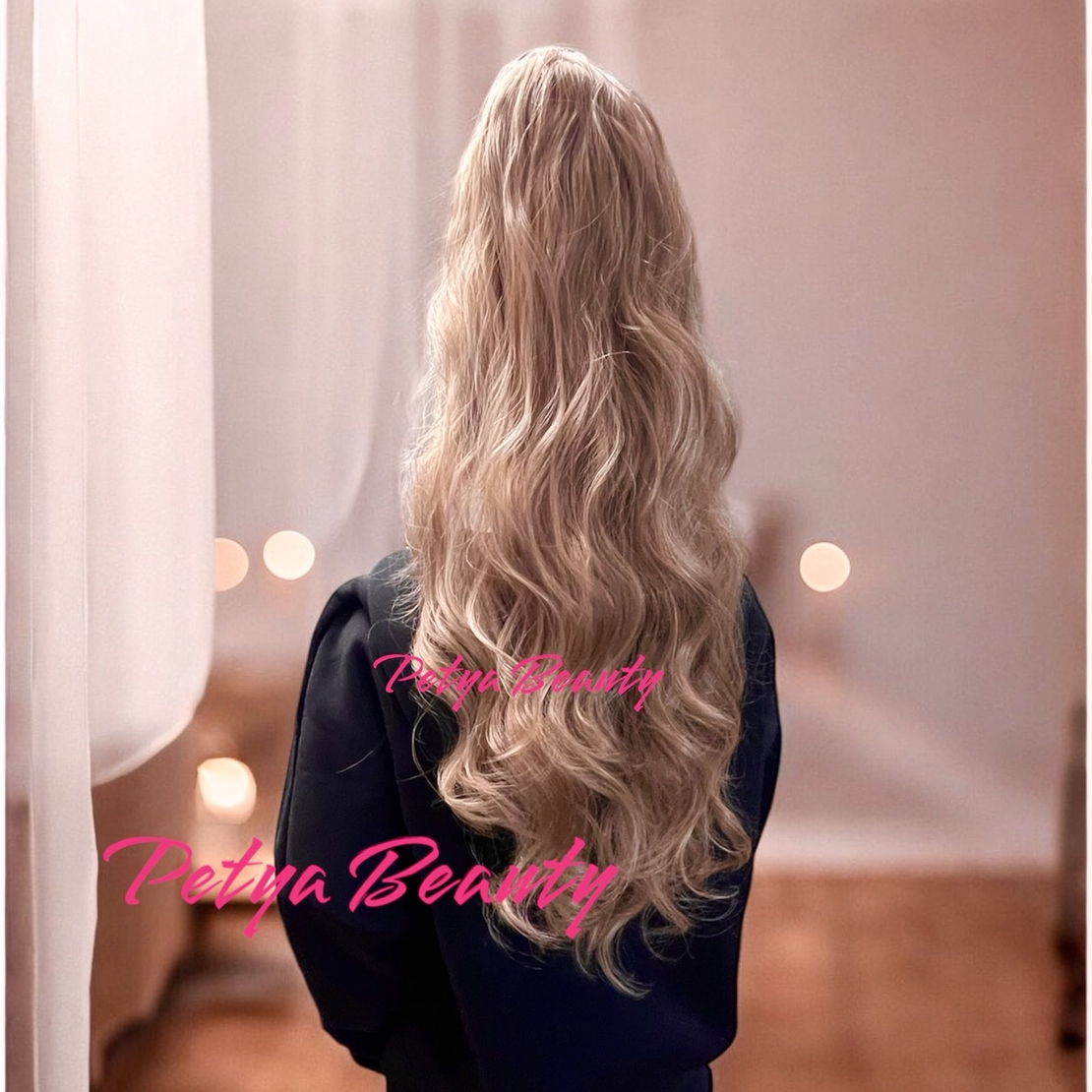 PREMIUM - Луксозна опашка - БЕЖОВО /ЯГОДОВО/ РУСО НА ВЪЛНИ с мрежа и ластик