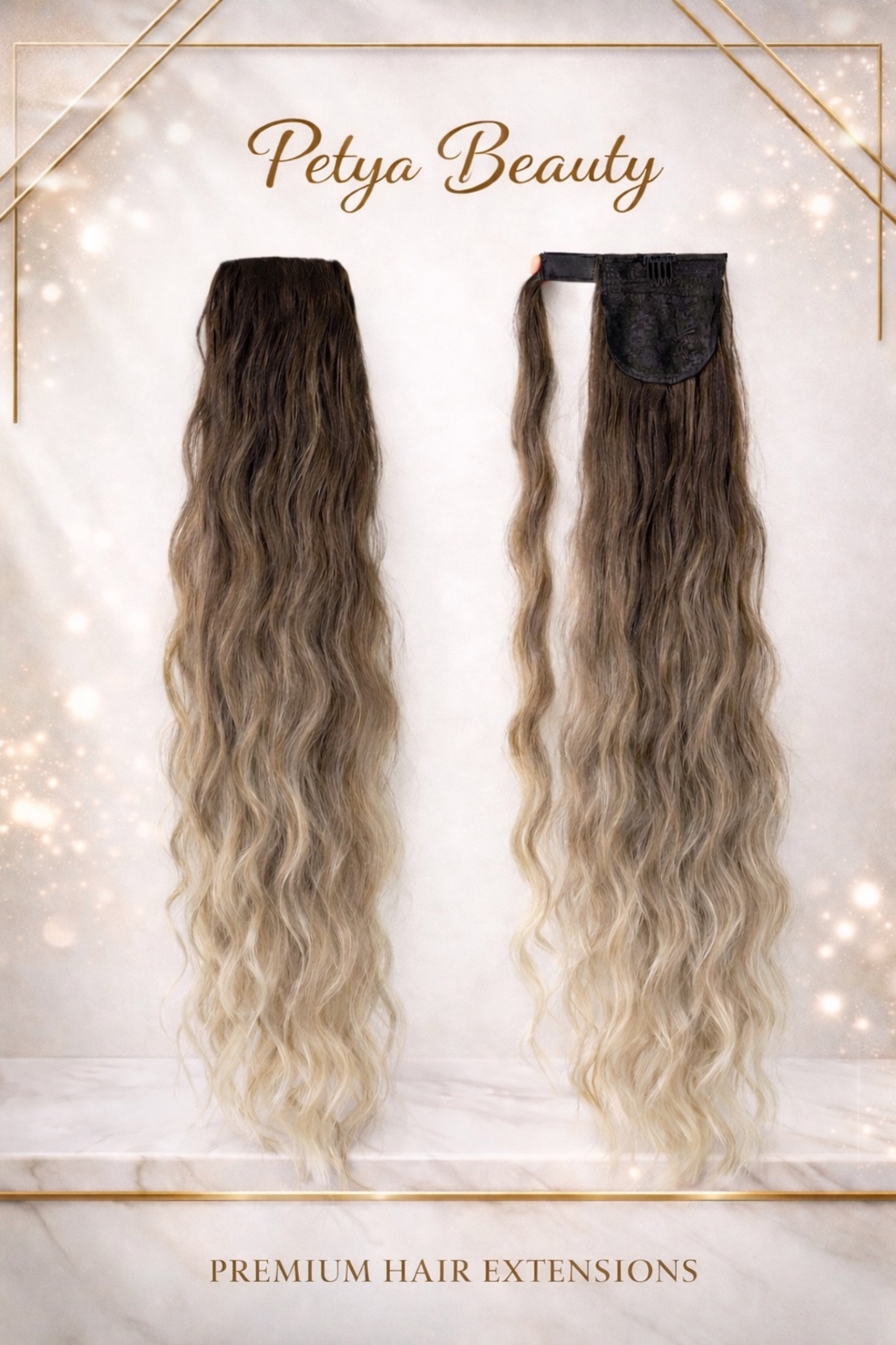 PREMIUM - Луксозна опашка - ОМБРЕ (ВЪЛНИ) /лента и кичур/