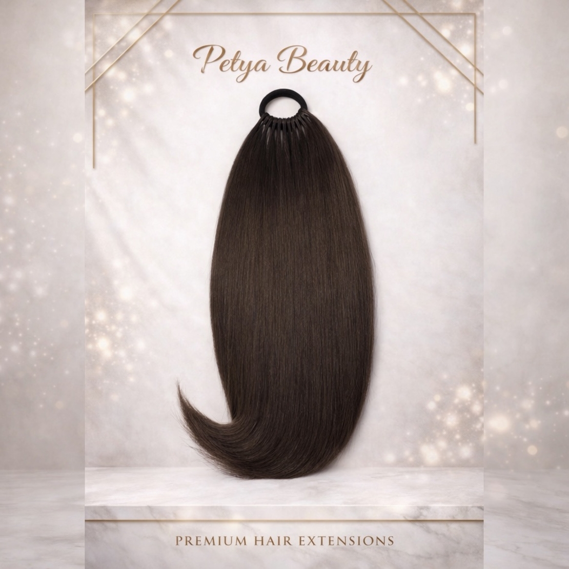 Опашка с ластик /ПРЕМИУМ/ - Шоколад 65см