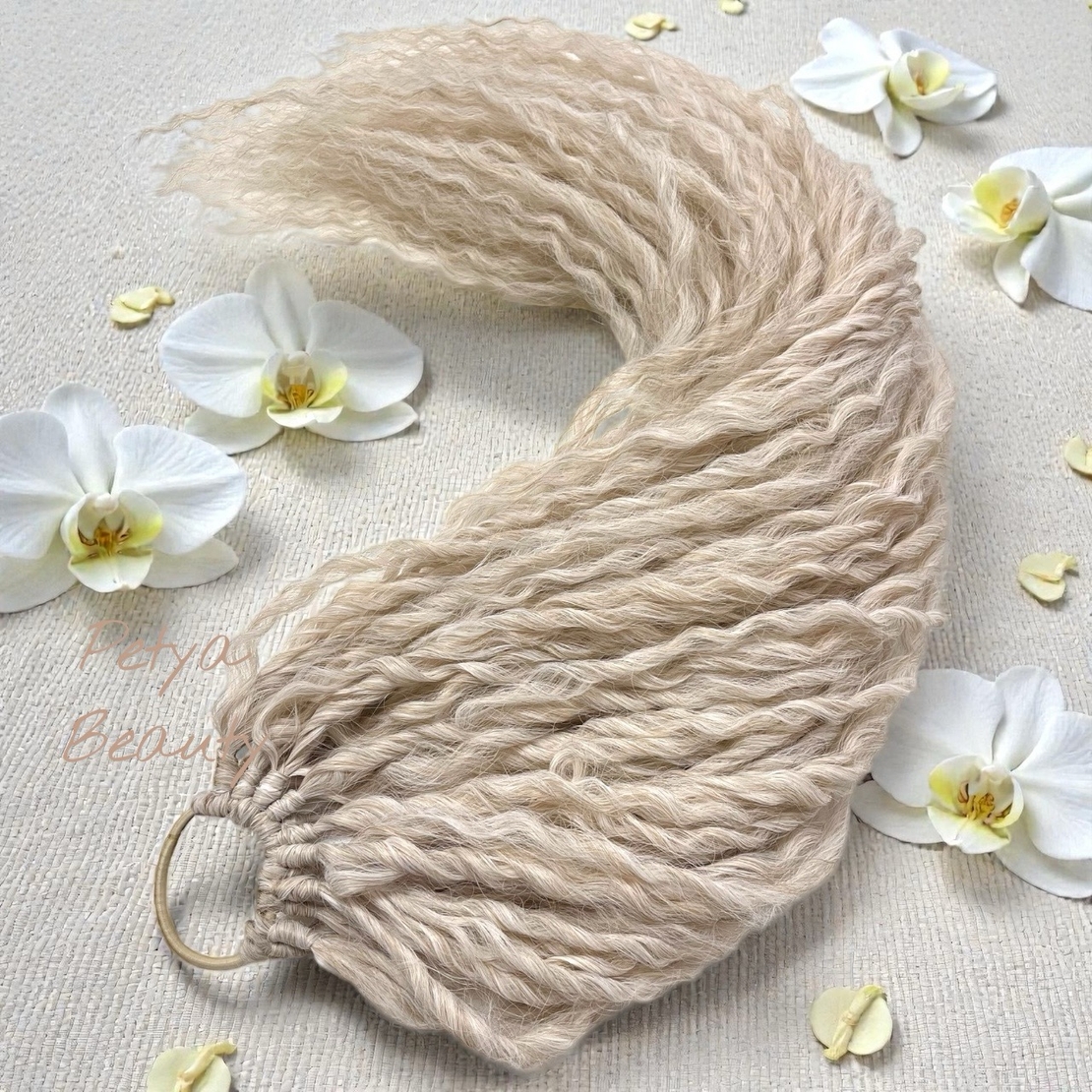 Опашка с ластик /ПРЕМИУМ/ - Светло русо 75см (КЪДРИЦИ)