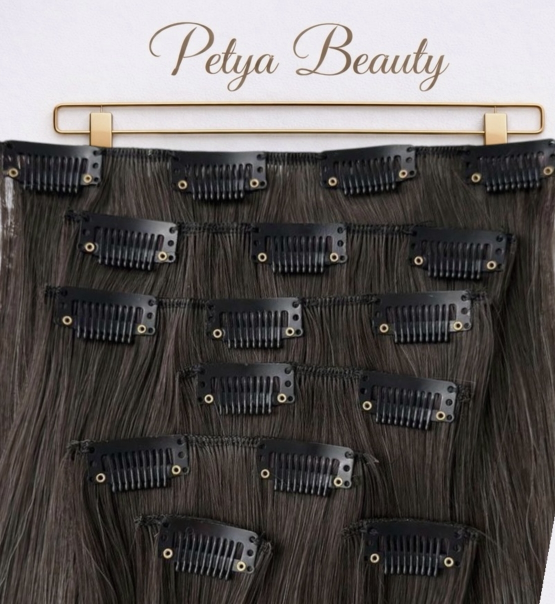 Комплект екстеншън от 7 части - ОМБРЕ СИВО С ТЪМЕН КОРЕН