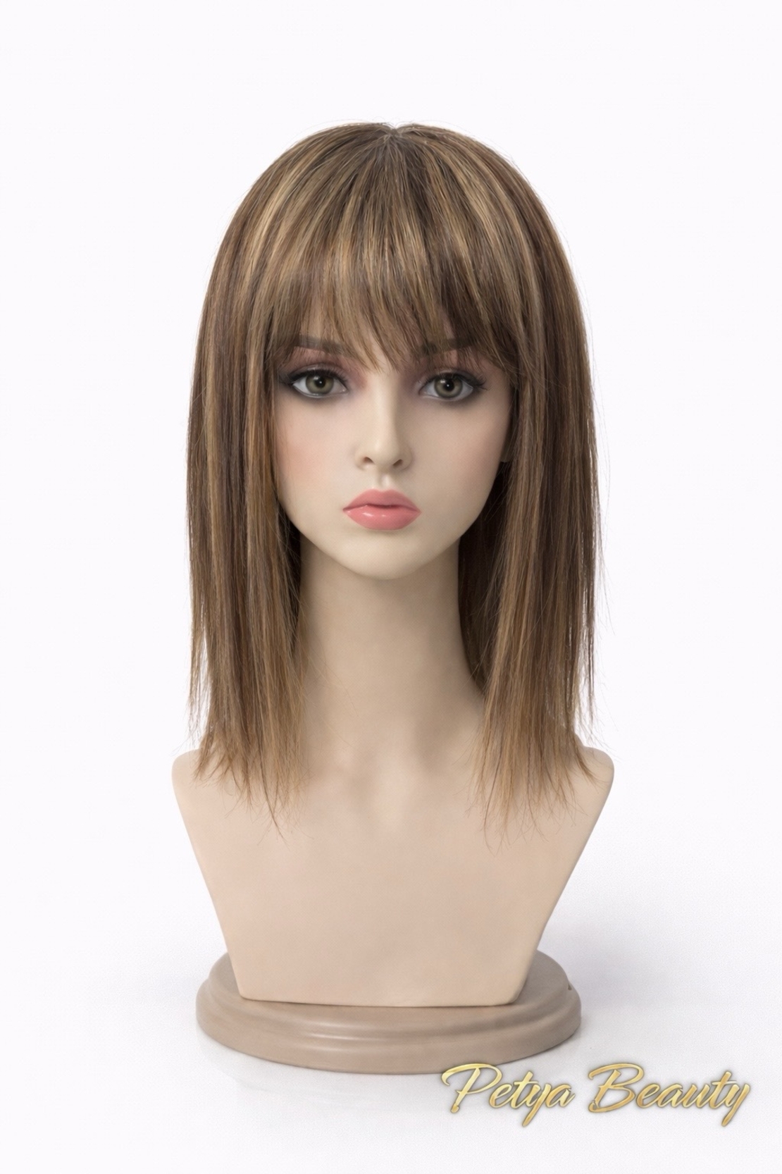 Тупе - 100% естествен косъм – Модел МИНИ - Кафяво с кичури