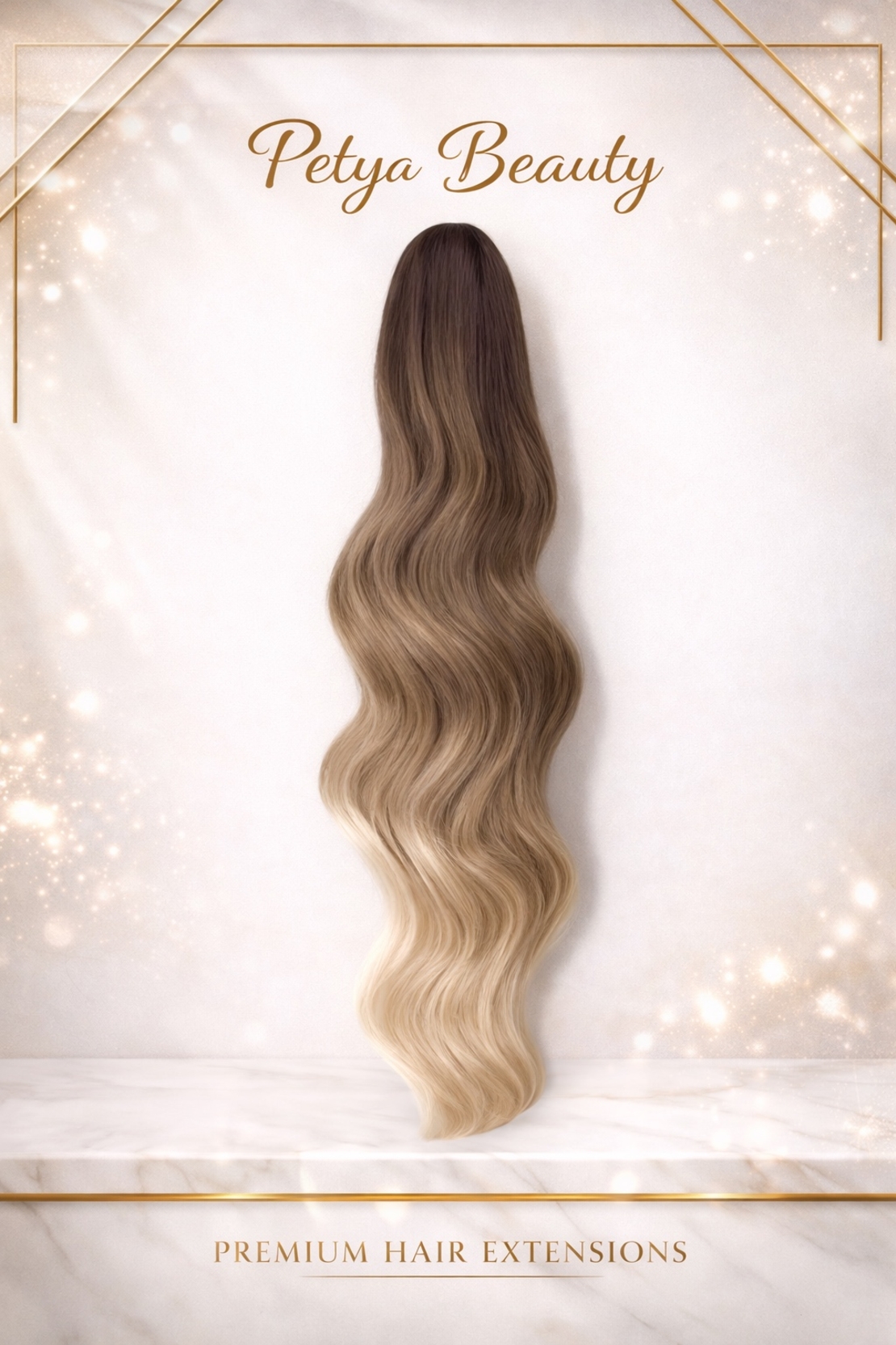 PREMIUM - Луксозна опашка - ОМБРЕ (ВЪЛНИ) /мрежа и ластик/