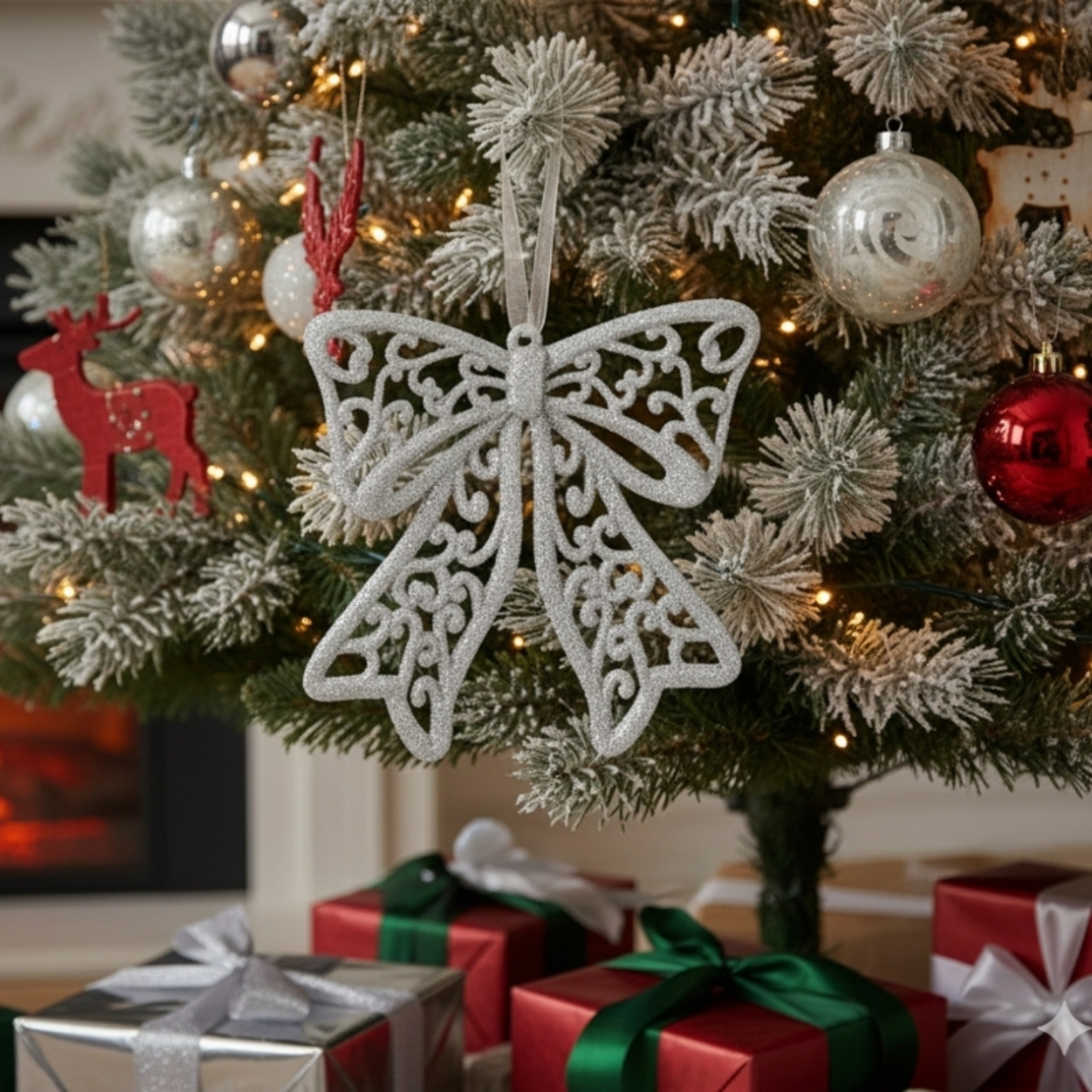 Коледна блестяща панделка за украса за елха