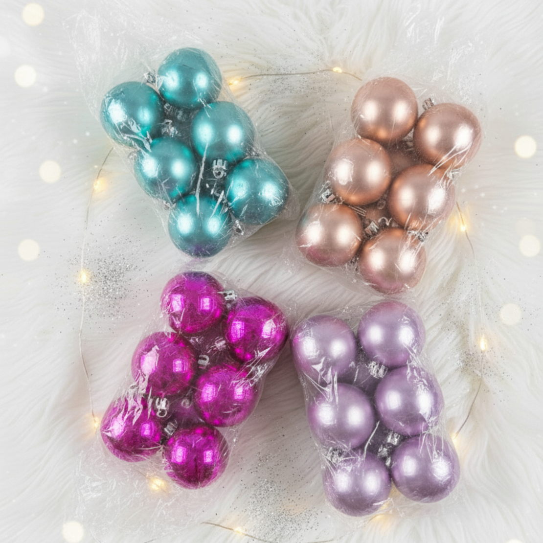 Комплект перлени коледни топки – 6 броя в различни цветове + подарък 6бр златисти топки SD31