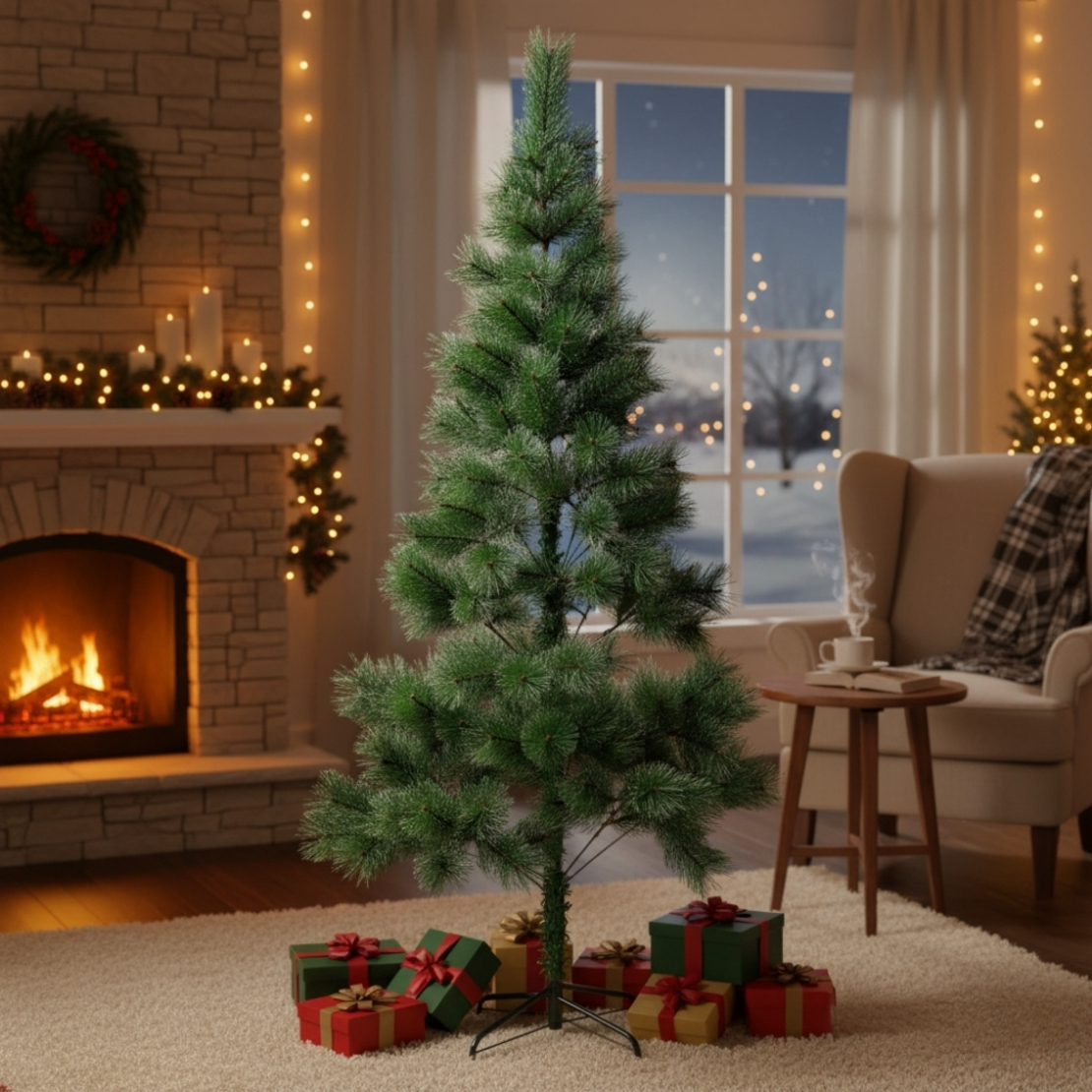 Заснежена Коледна елха с метална стойка