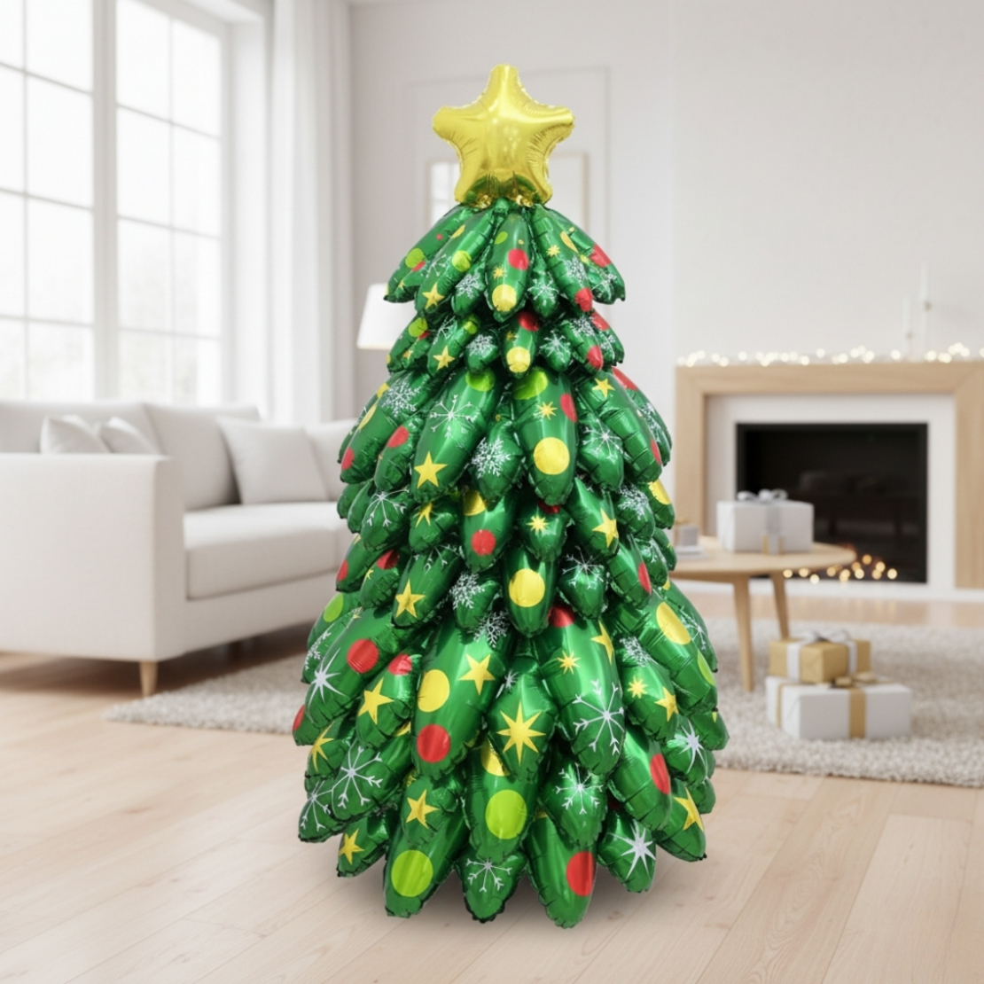 Коледна 3D елха от Коледни балони 9 части с цветни ярки акценти