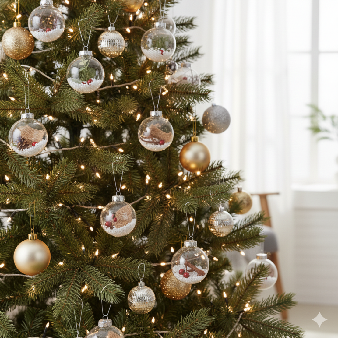 Комплект прозрачни коледни топки за украса