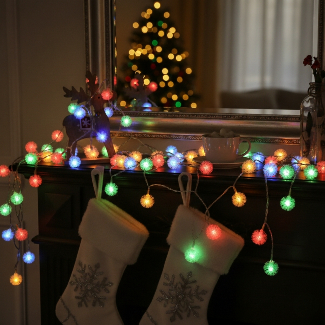 Многоцветни коледни LED лампички с топчета - Многоцветни дължина - 5м 28бр лампички