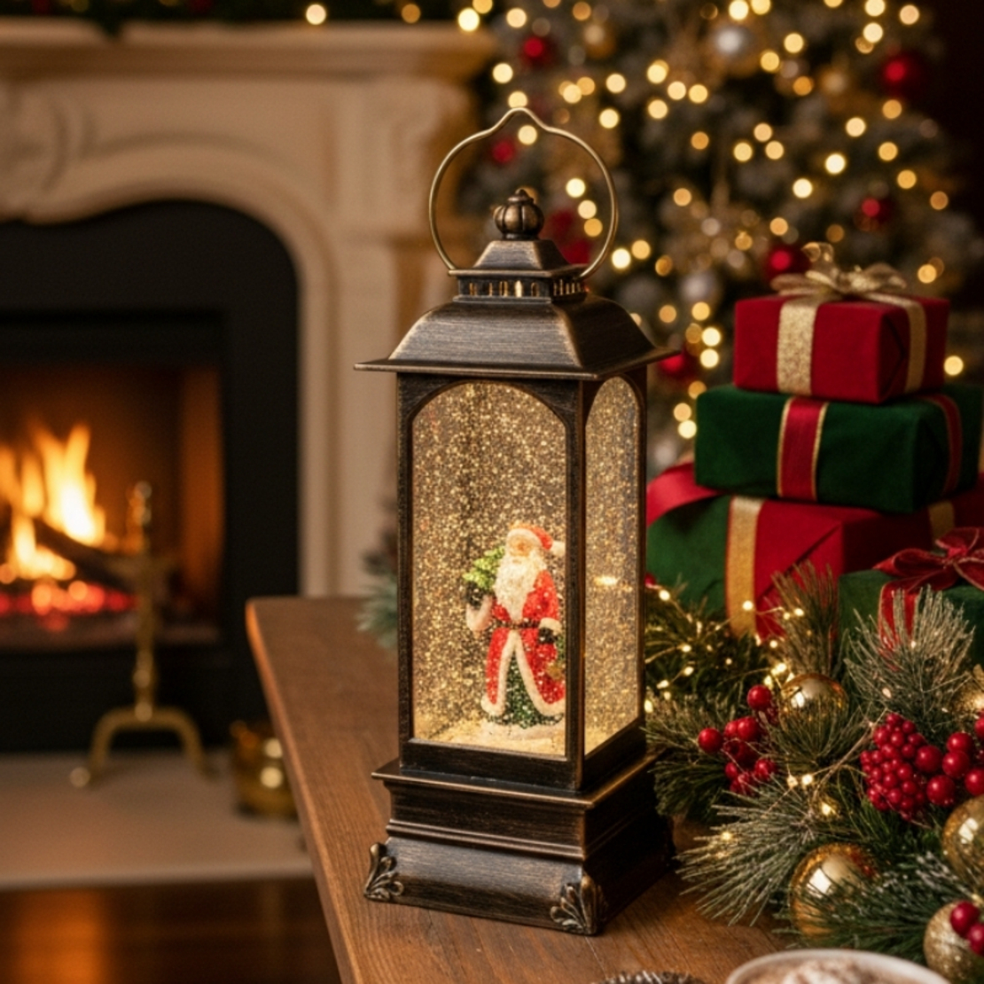 Коледен фенер със снежен ефект