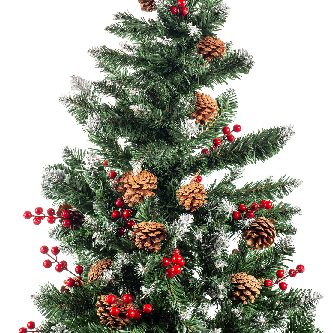Изкуствена елха Luxury Diamond с червен глог и шишарки