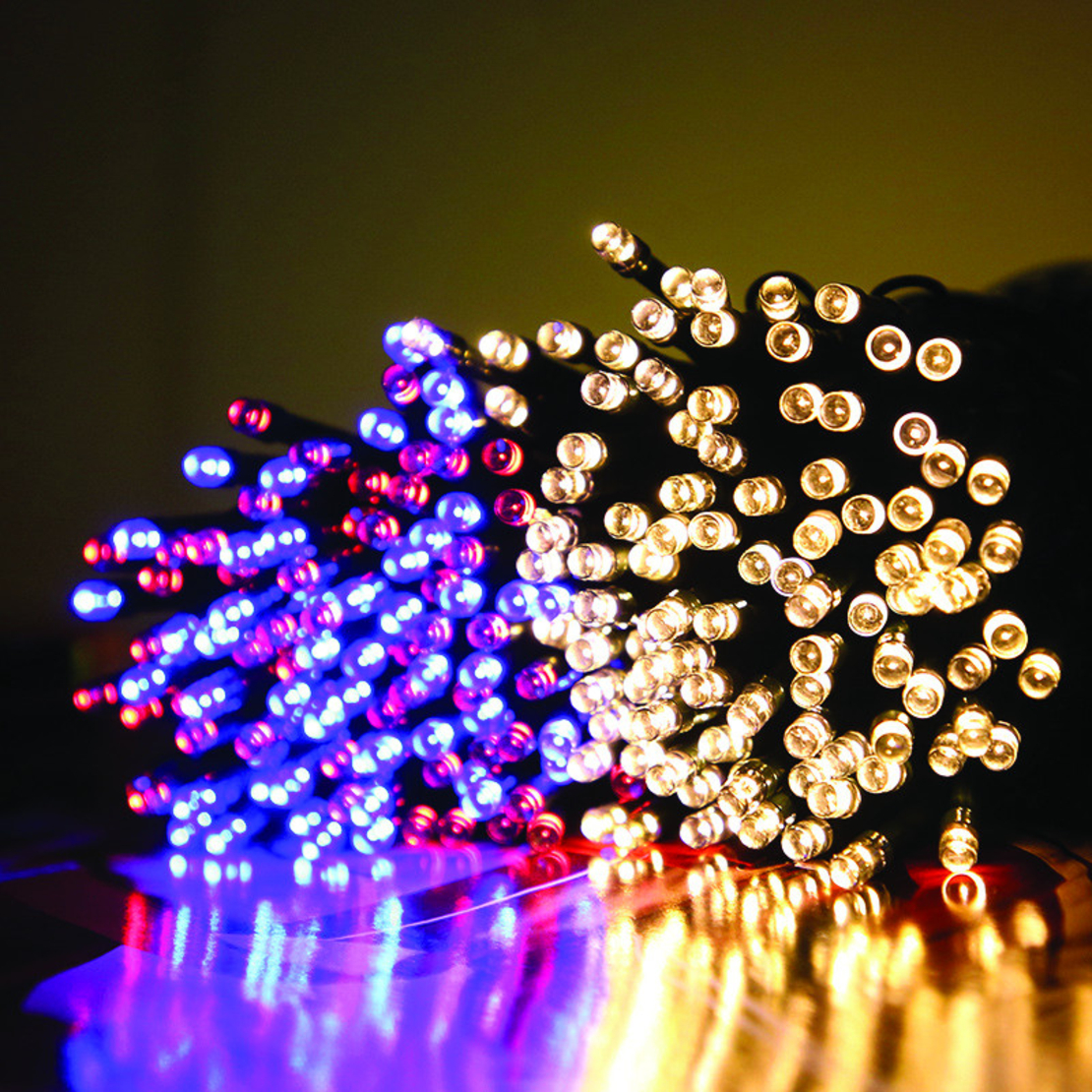 Соларни коледни лампички 12 метра 100 лампи 4 цвята по избор