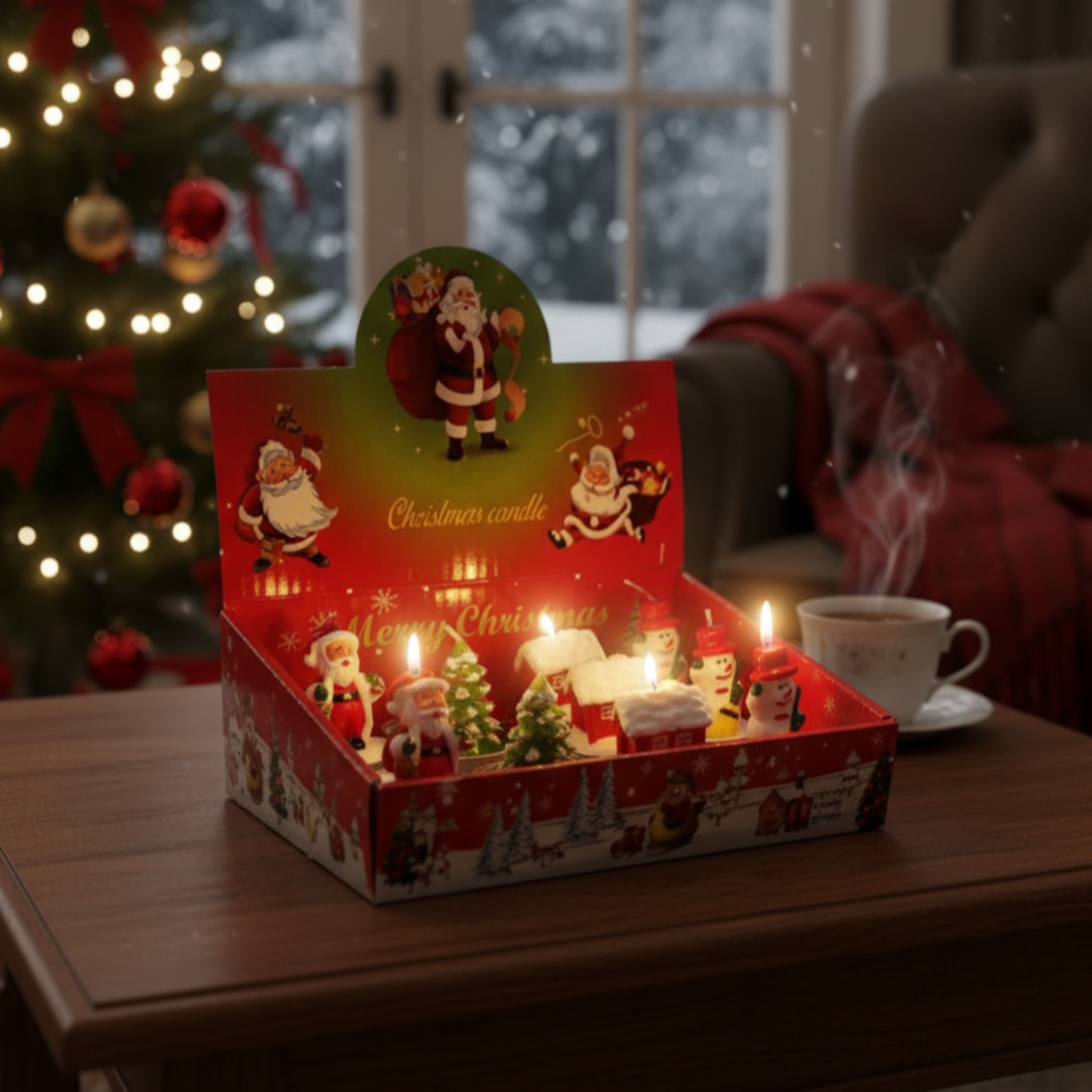 Комплект от 12 броя коледни ароматни чаени свещи в кутия