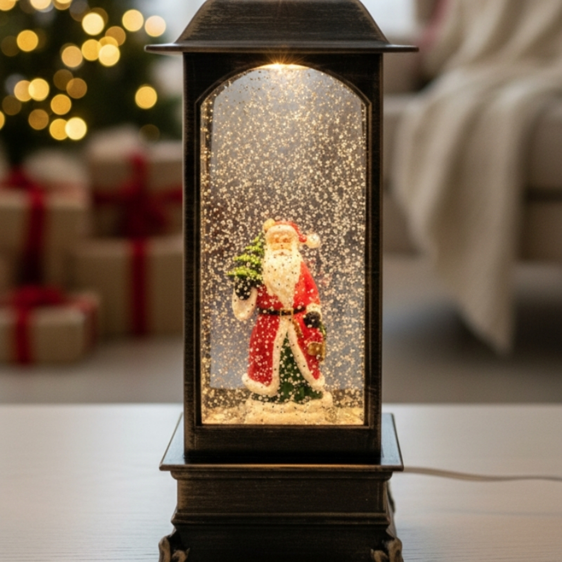 Коледен фенер със снежен ефект