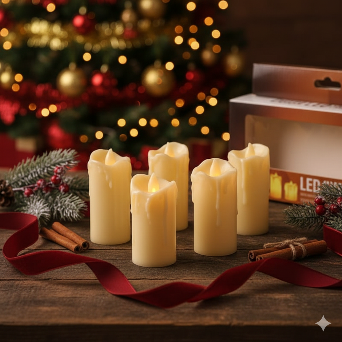 Комплект от бездимни безпламъчни работещи с батерии LED чаени свещи Diya за декорация