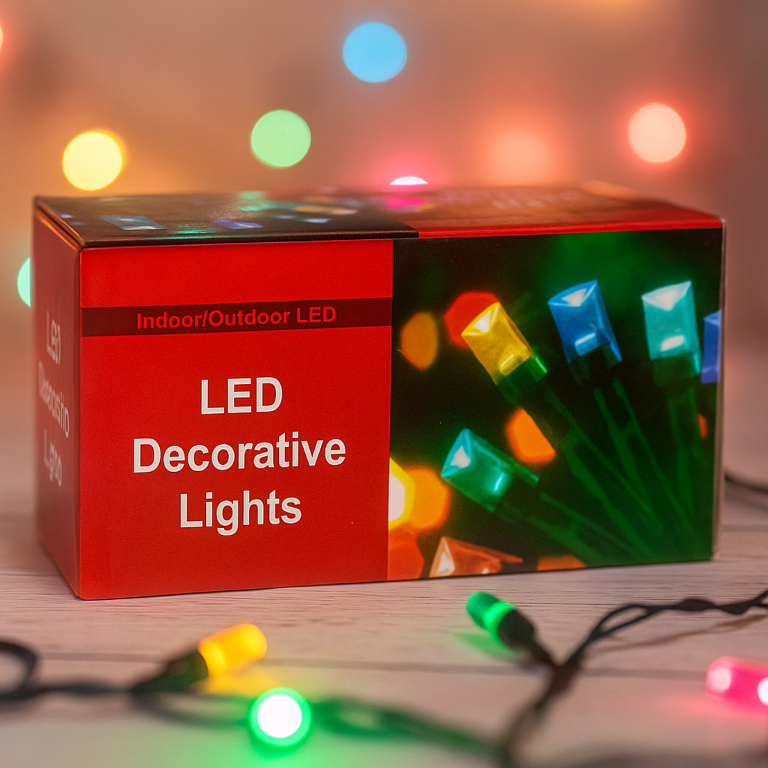 Коледни LED лампички смесен цвят 10 метра гирлянд