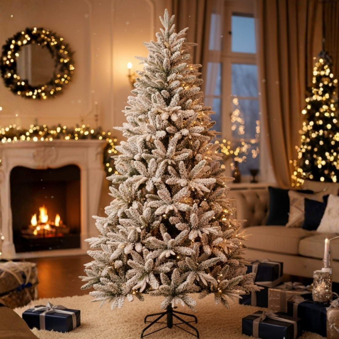 Изкуствена елха Kring Melbourne Цялата заснежена с метална стойка