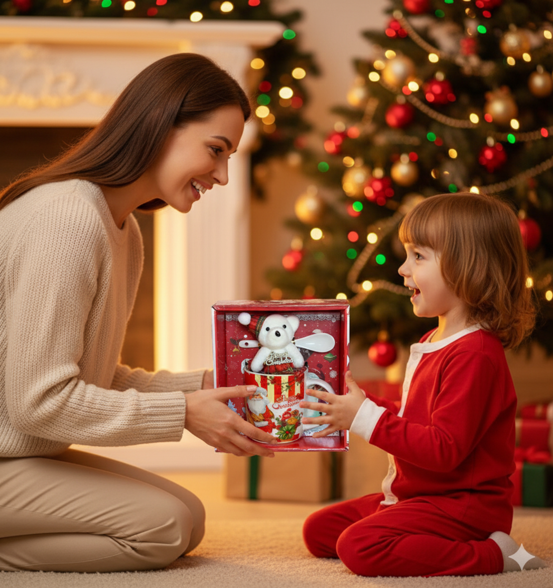 Подаръчен комплект с чаша лъжичка и плюшено мече