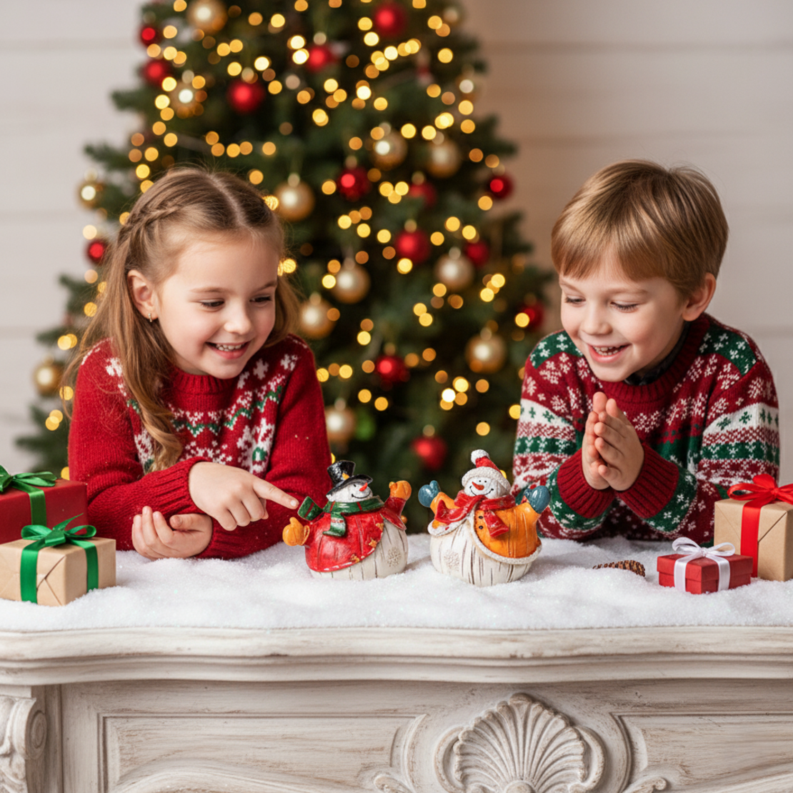 Коледни снежни човечета от полирезин – малка фигурка, идеална коледна украса за всеки дом