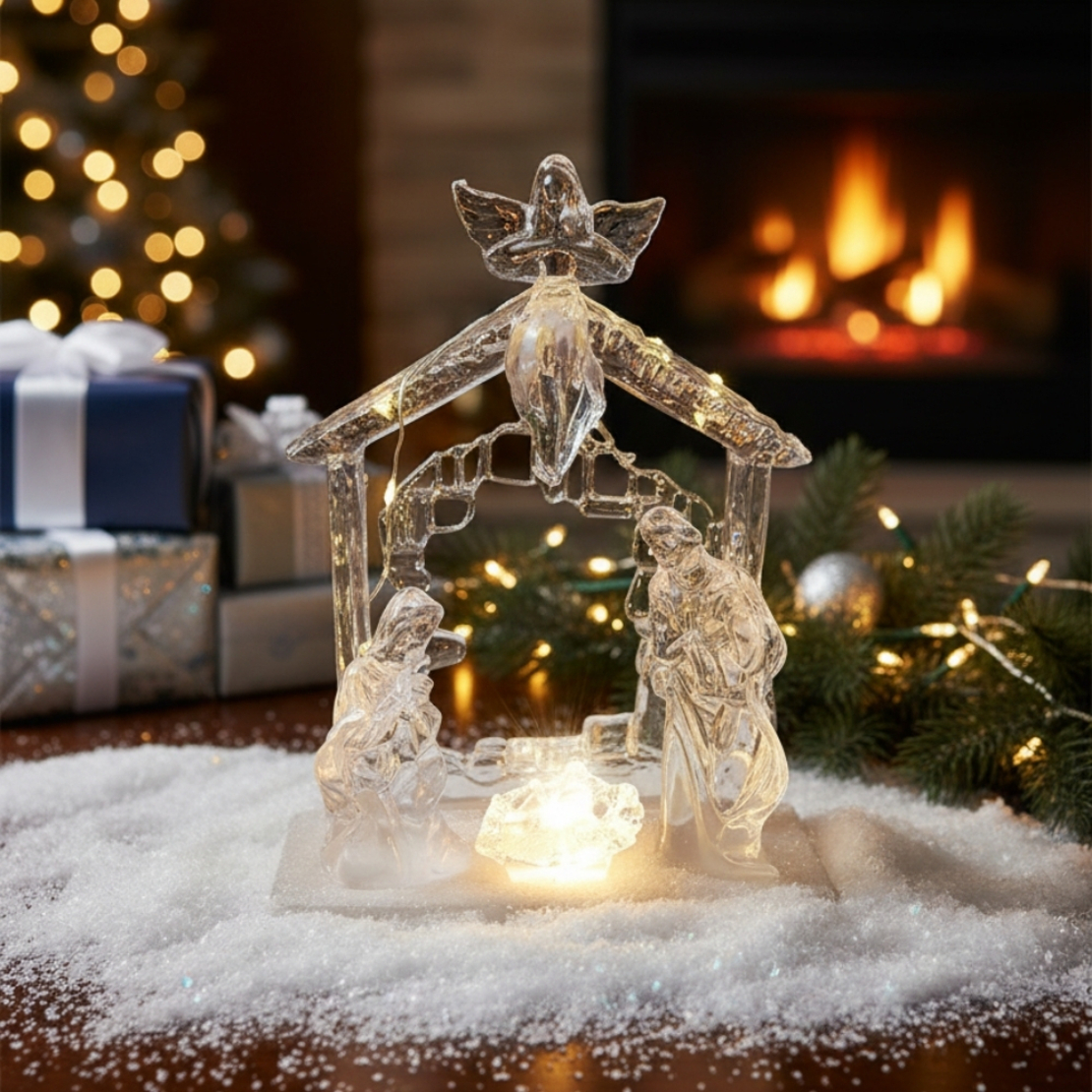 Коледна светеща фигурка Сцена от Рождество Христово“