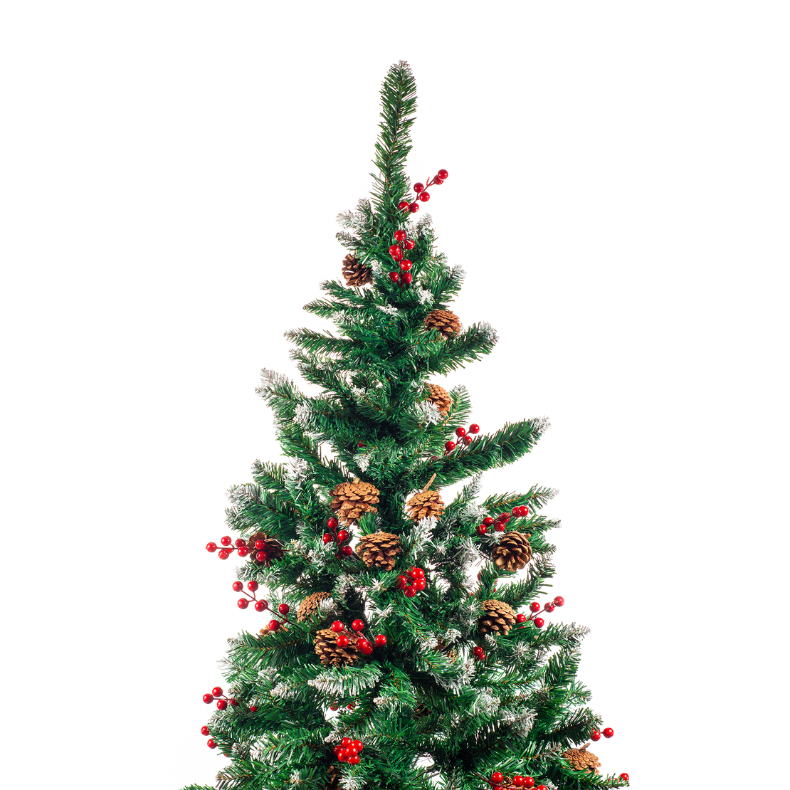 Изкуствена елха Luxury Diamond с червен глог и шишарки