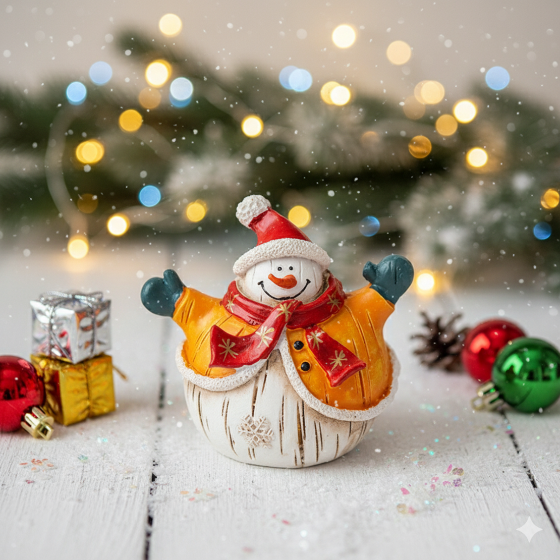 Коледни снежни човечета от полирезин – малка фигурка, идеална коледна украса за всеки дом