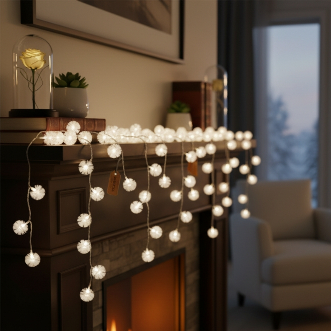 Многоцветни коледни LED лампички с топчета - Многоцветни дължина - 5м 28бр лампички