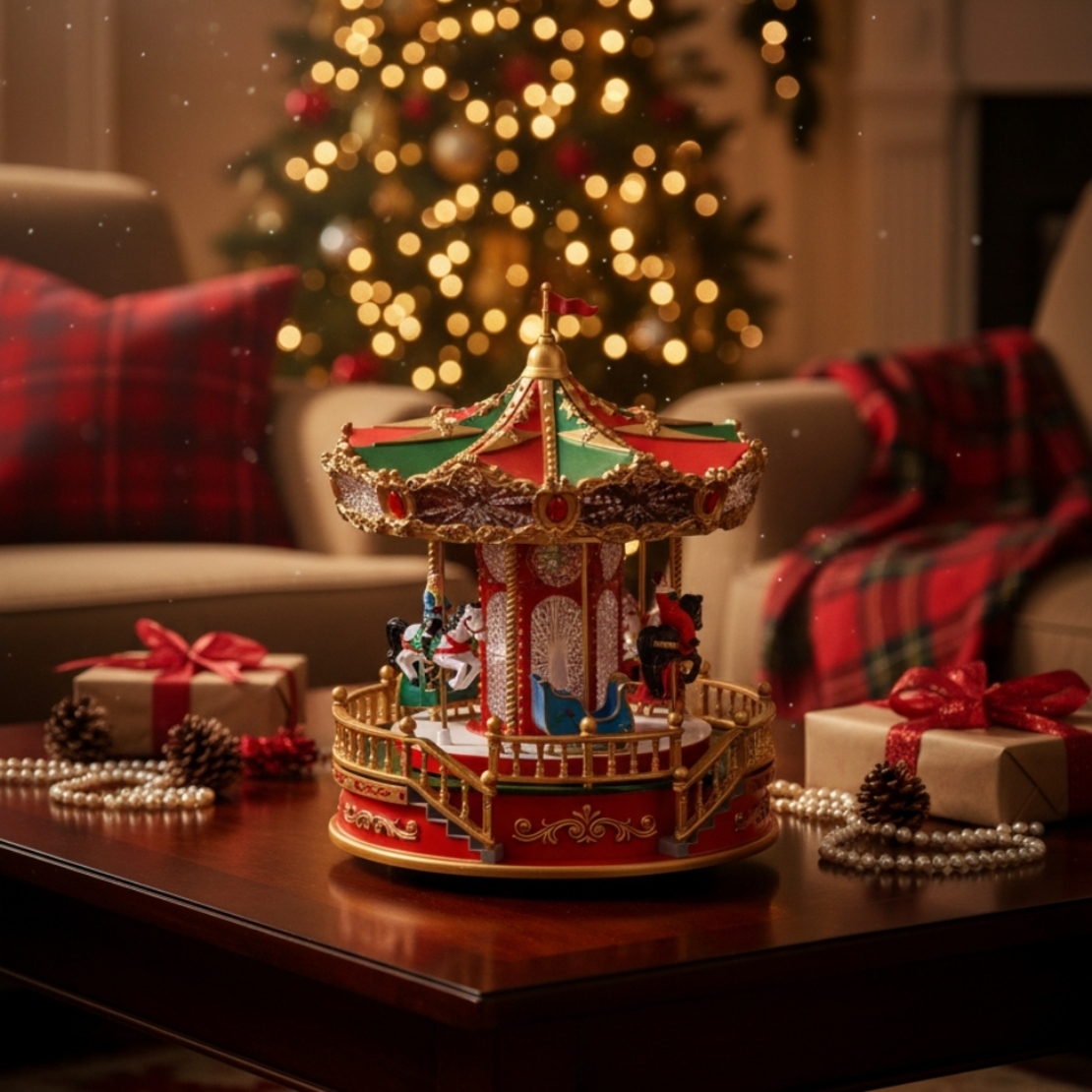 Музикална Коледна въртележка със светлини и музика