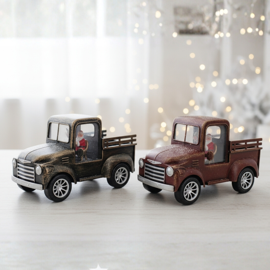 Ретро светеща коледна декорация Кола с Дядо Коледа“ – винтидж празничен чар