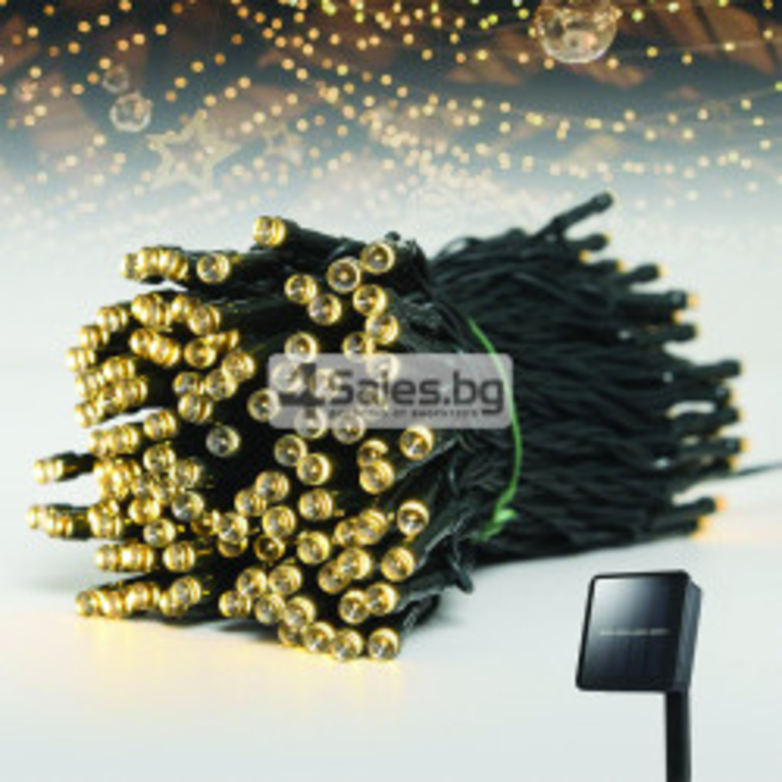 Соларни коледни лампички 12 метра 100 лампи 4 цвята по избор