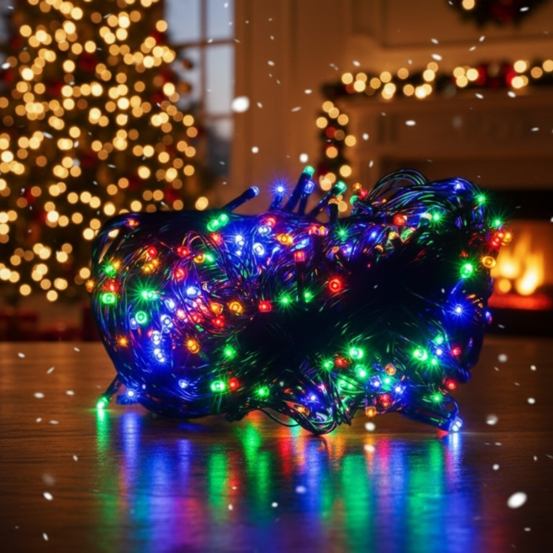 Коледни LED лампички смесен цвят 10 метра гирлянд