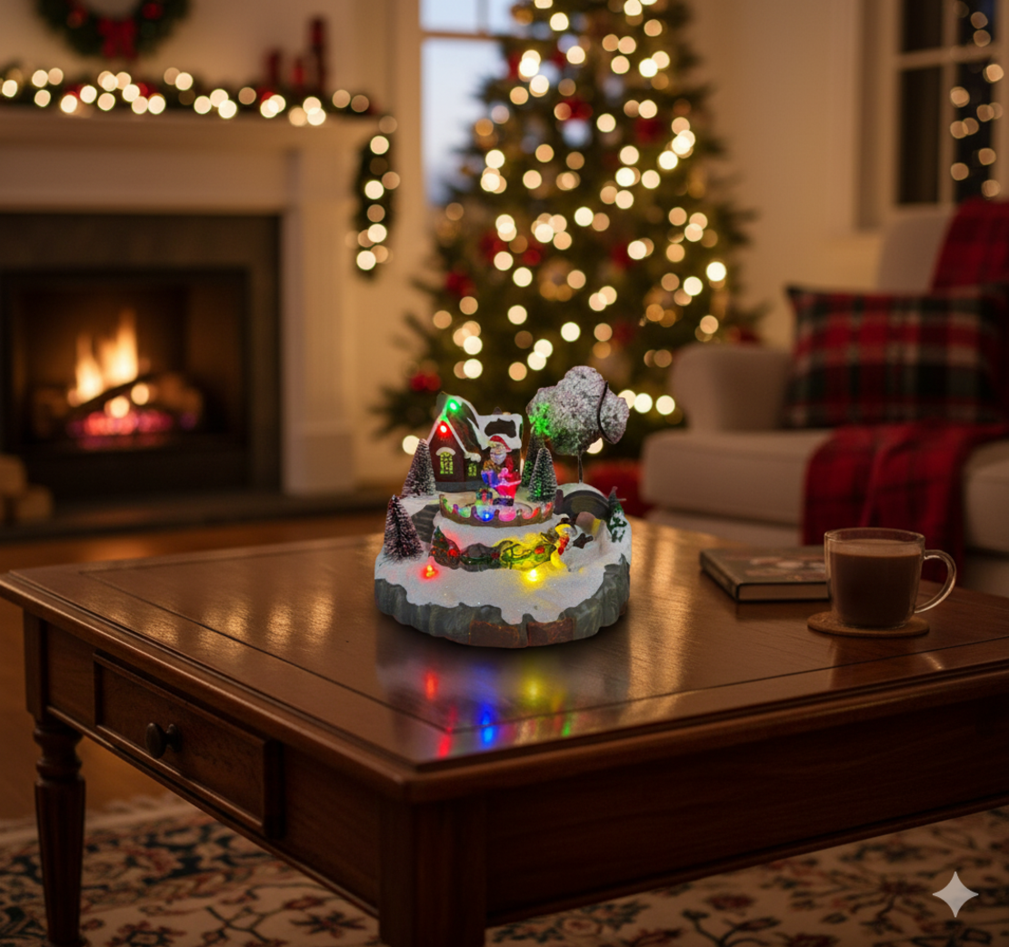 Коледна декорация Дядо Коледа в селото – Светеща празнична магия за вашия дом