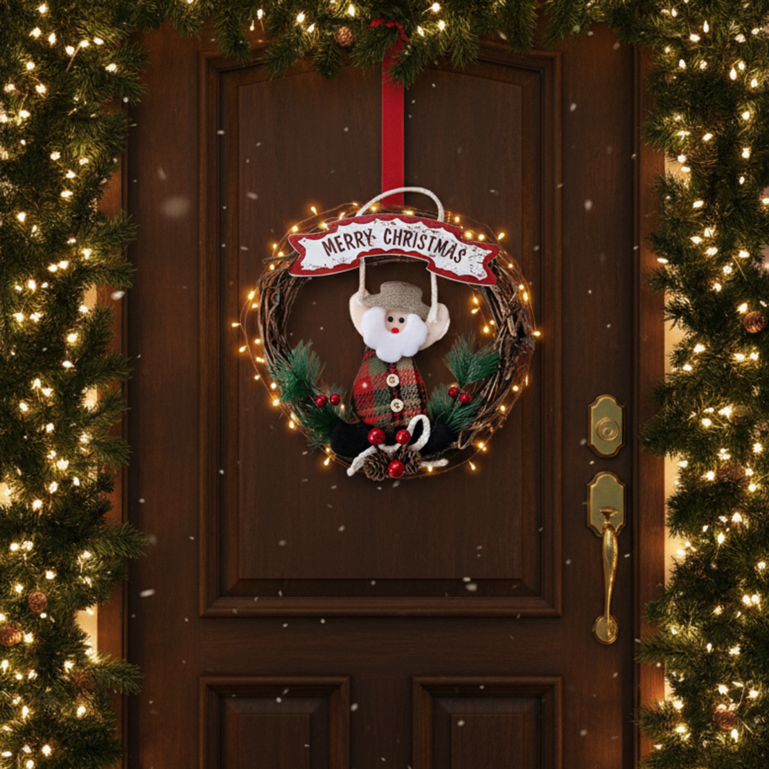 Ръчно изработен коледен венец Merry Christmas