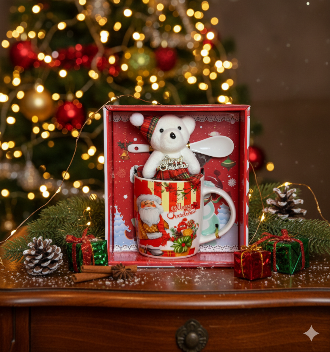 Подаръчен комплект с чаша лъжичка и плюшено мече