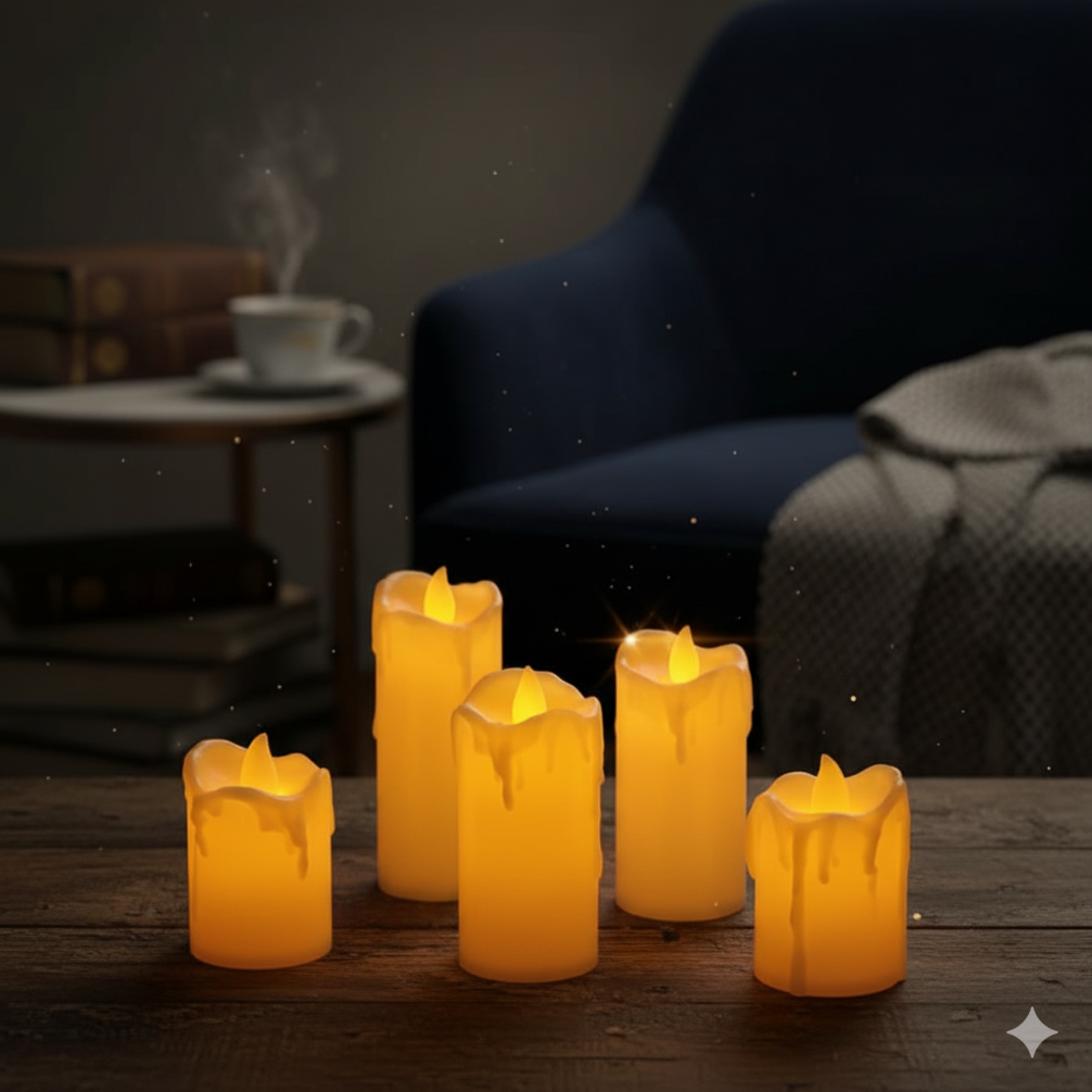 Комплект от бездимни безпламъчни работещи с батерии LED чаени свещи Diya за декорация