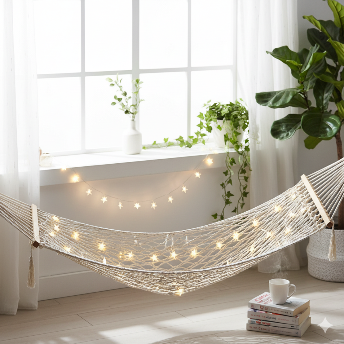 Многоцветни светещи коледни LED лампички със звездички