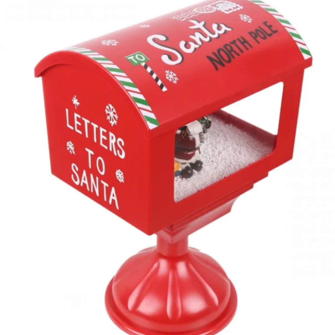 Музикална пощенска кутия „Santa North Pole“ с ефект на падащ сняг
