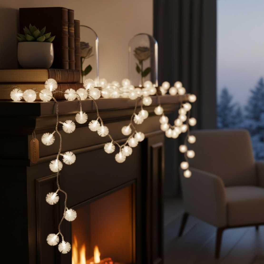 Многоцветни коледни LED лампички с топчета - Многоцветни дължина - 5м 28бр лампички