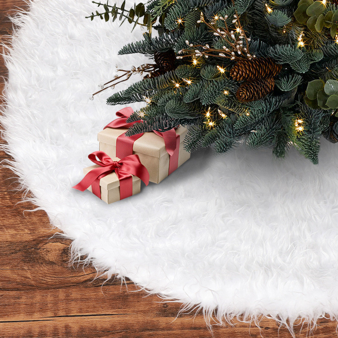 Кръгла плюшена подложка за коледно дърво елегантна украса за празничния декор