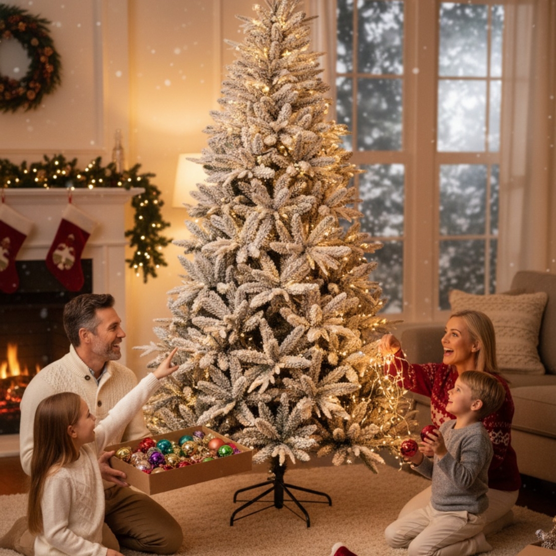 Изкуствена елха Kring Melbourne Цялата заснежена с метална стойка