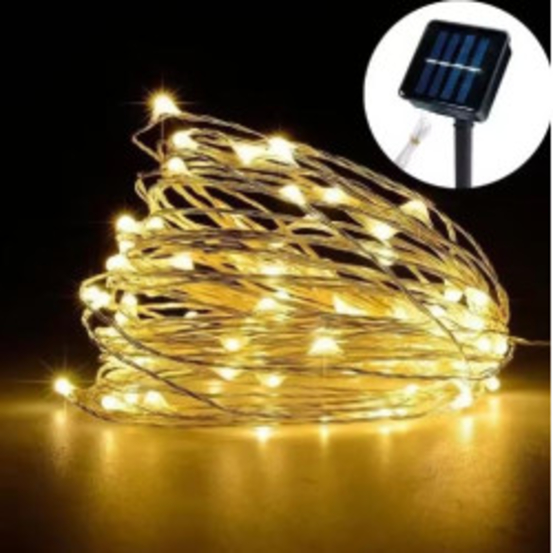 Соларни празнични светлини медна жица