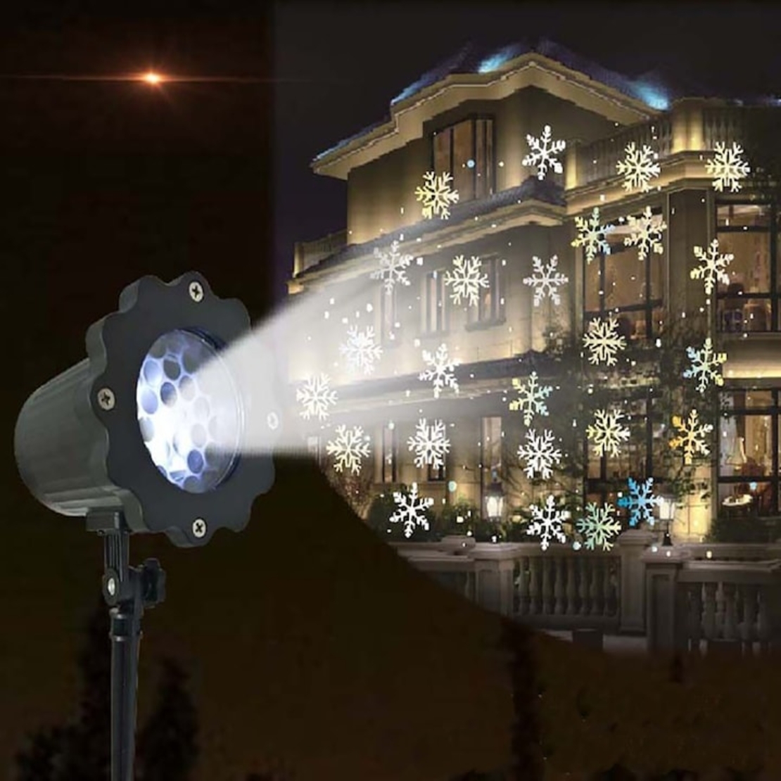 Водоустойчив LED проектор Снежинка за прожектиране на сняг