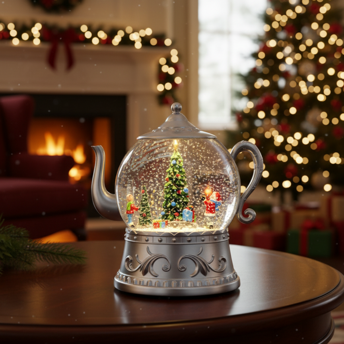 Коледна снежна топка във формата на чайник