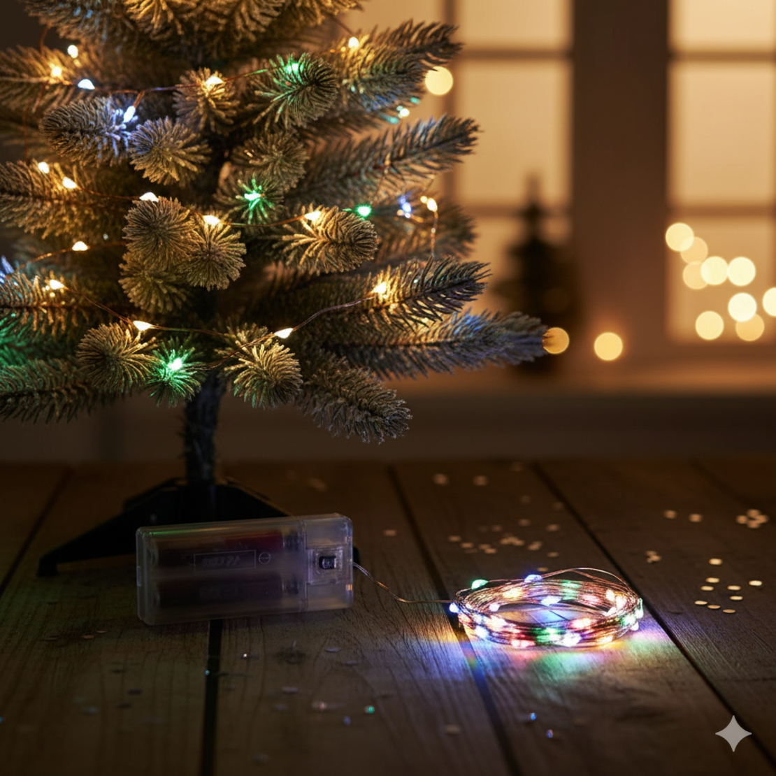 Коледни лампички на батерии в различни цветове