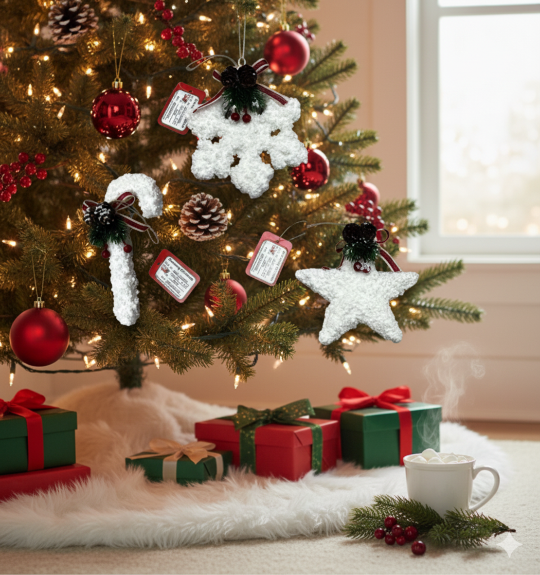 Пухкави коледни орнаменти за елха T-4235