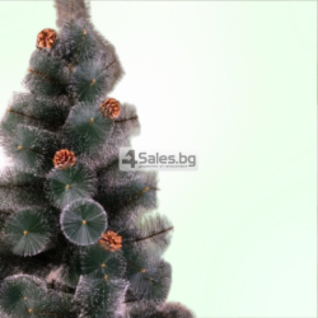 Коледна елха с шишарки и бели заскрежени връхчета