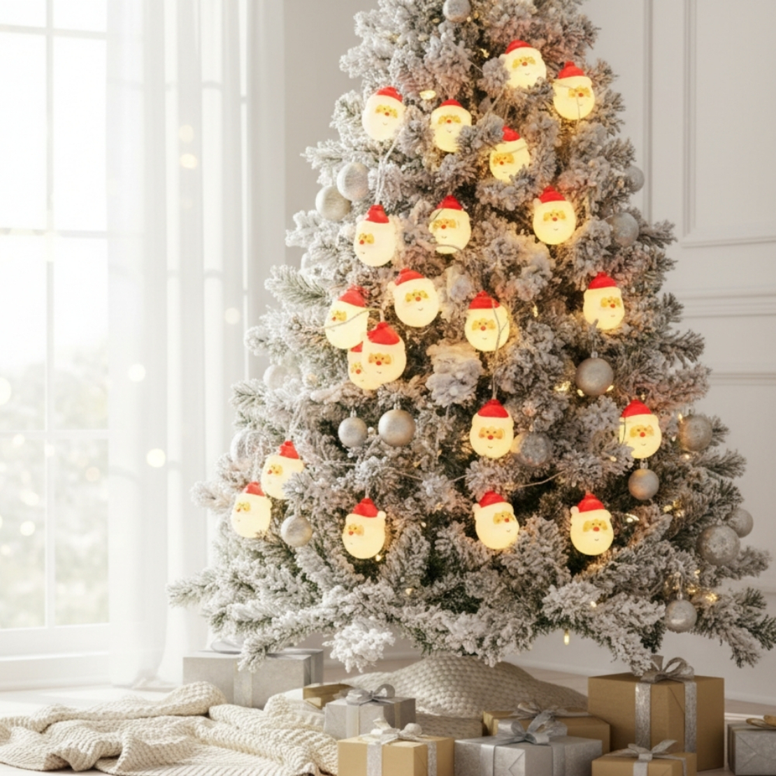 Коледна украса светещи LED лампички с Дядо Коледа